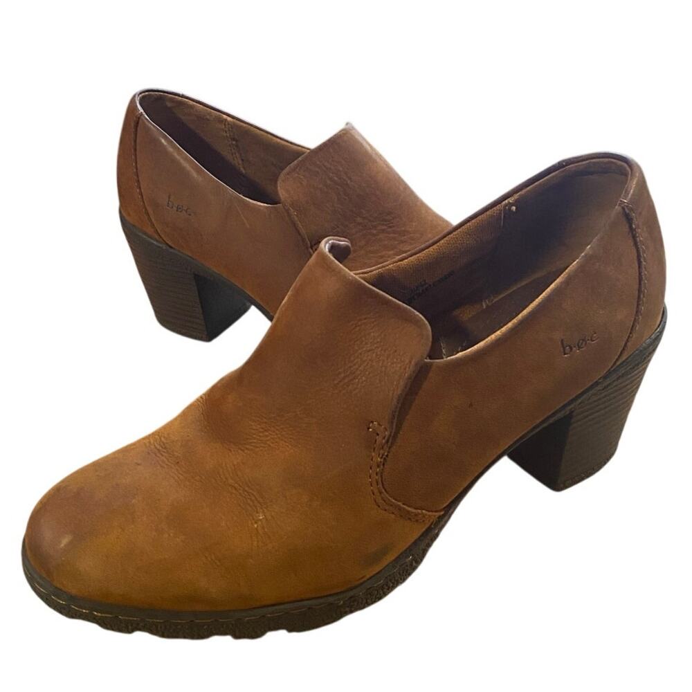 Born of Concepts Nu Buck Distress Womens Mules 10 Brown Leather Chunky Heels